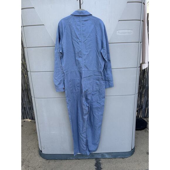 OUTERKNOWN Station Jumpsuit Womens Large Blue Long Sleeve One Piece Linen NEW - Picture 14 of 16